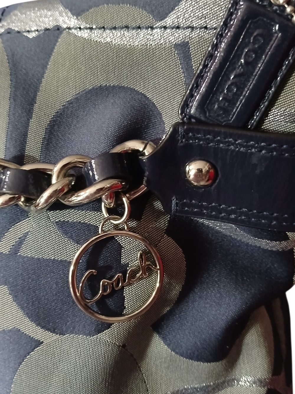 Coach Navy Signature Chain Crossbody Bag - Picture 3 of 6